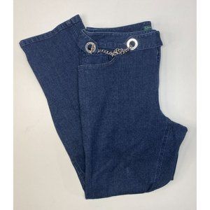 Women's Ralph Lauren Dark Blue Jeans with Chain Waist, Size 8